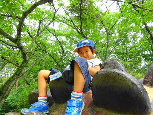 水戸森林公園 の恐竜で遊ぶ子供1