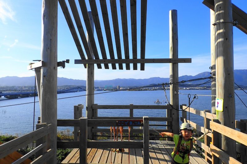 琵琶湖アスレチック 8ｍコースから見た琵琶湖